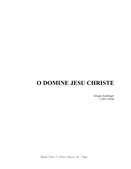 O DOMINE JESU CHRISTE - AICHINGER - For SATB Choir image number null