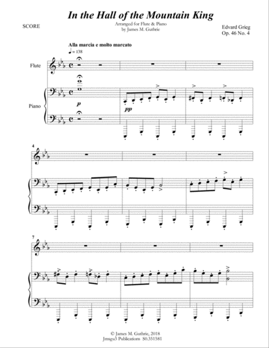 Grieg: Hall of the Mountain King from Peer Gynt Suite for Flute & Piano Flute Solo scores gallery preview page 2