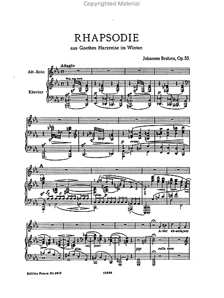 Alto Rhapsody Op. 53 (Vocal Score)