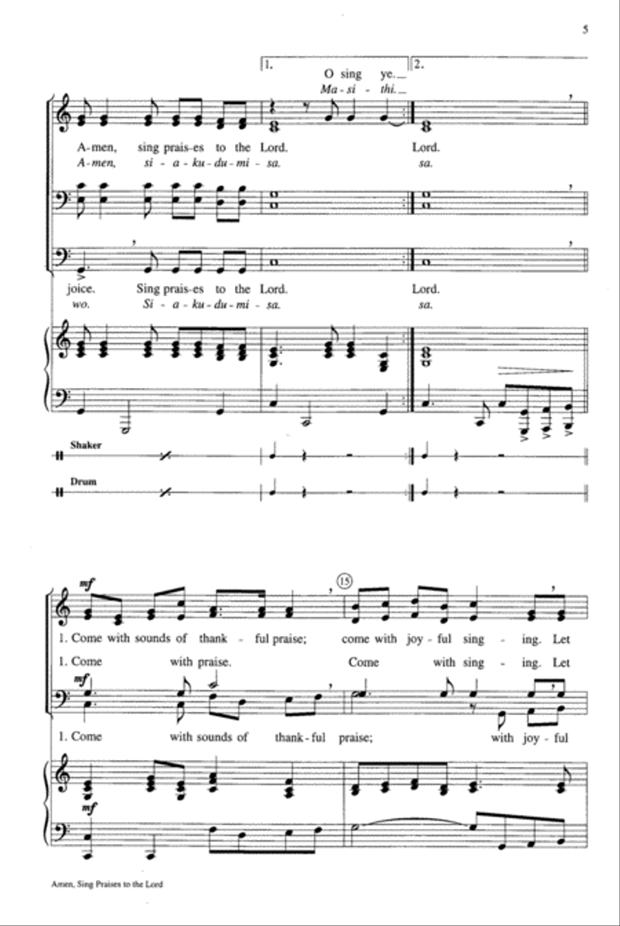 Amen, Sing Praises to the Lord 4-Part scores gallery preview page 4