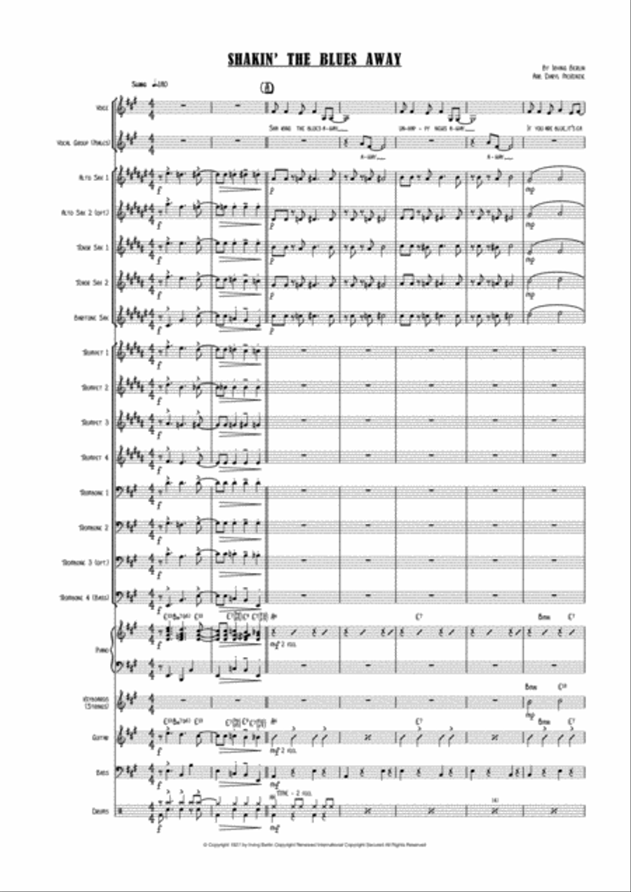 Shaking The Blues Away Jazz Ensemble scores gallery preview page 1