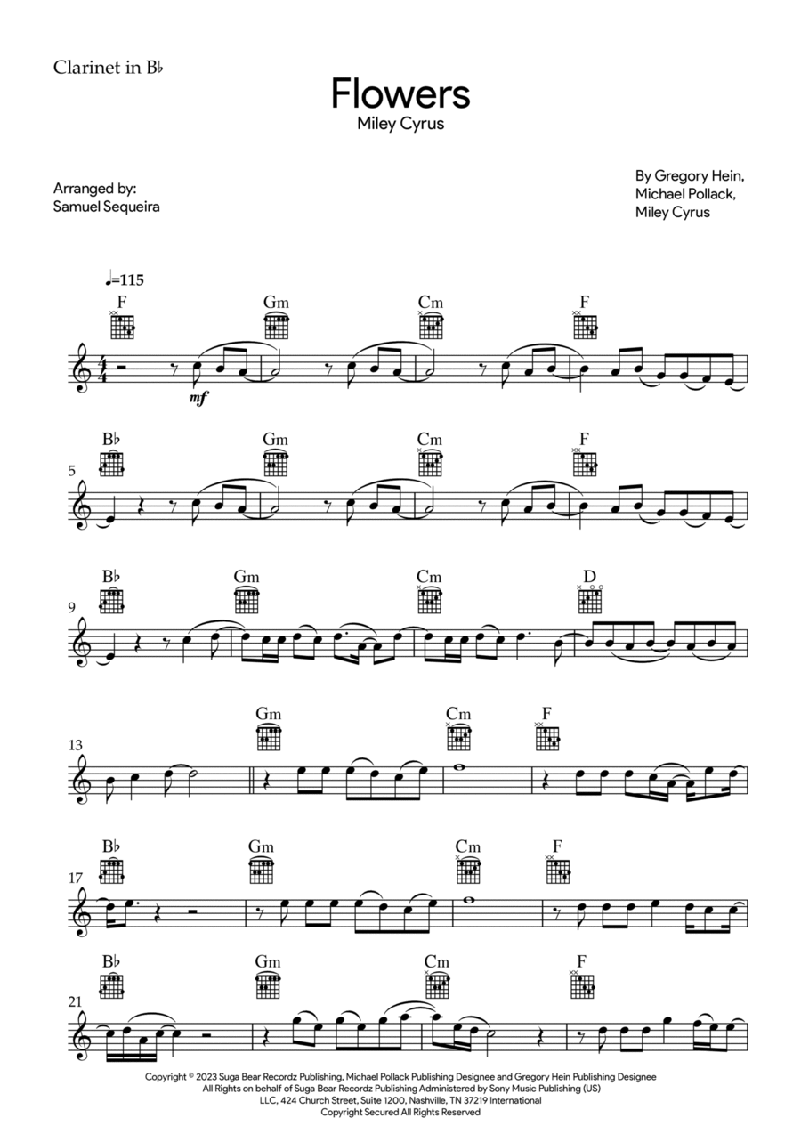 Flowers B-Flat Clarinet scores gallery preview page 1