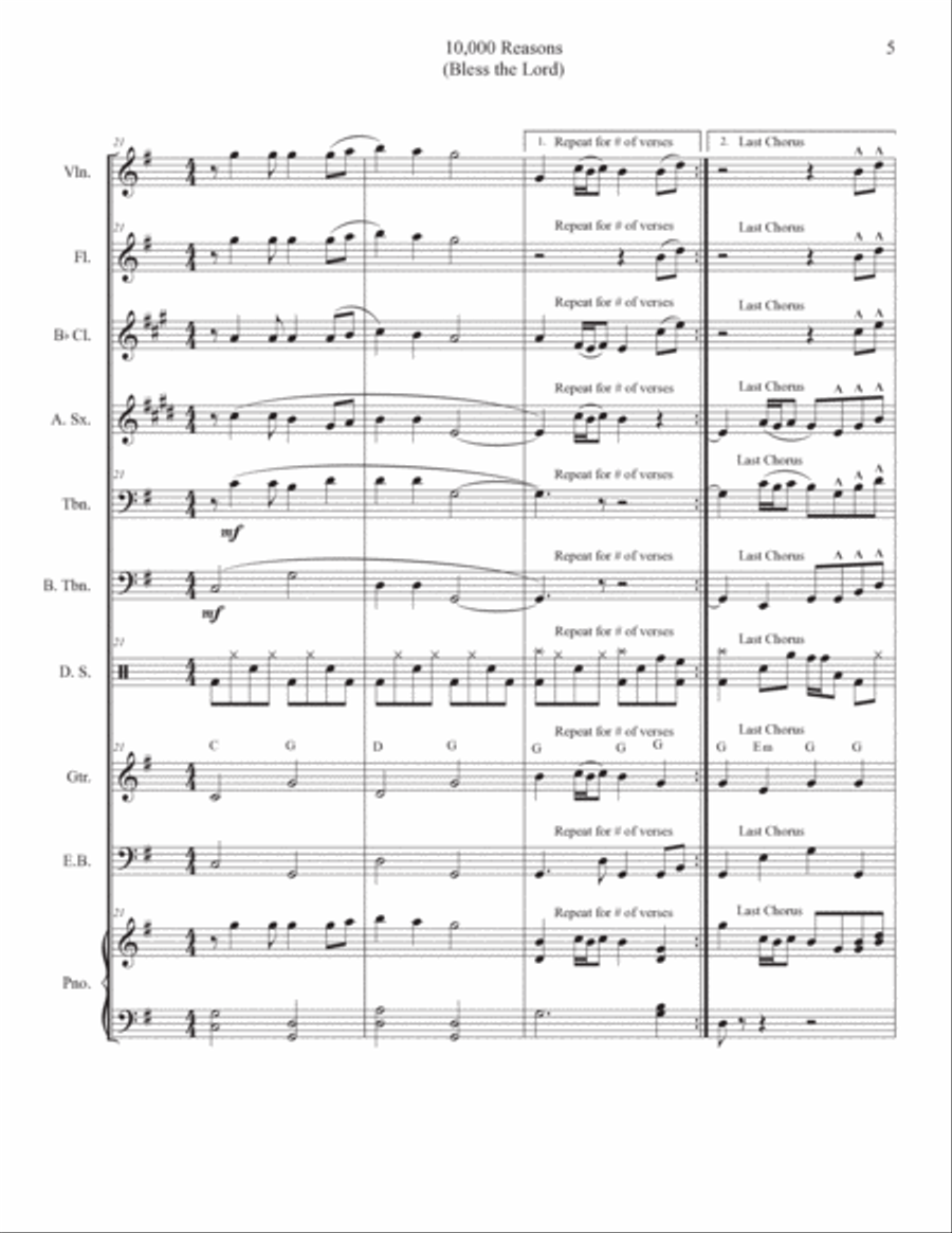10,000 Reasons (bless The Lord) Chamber Orchestra scores gallery preview page 5