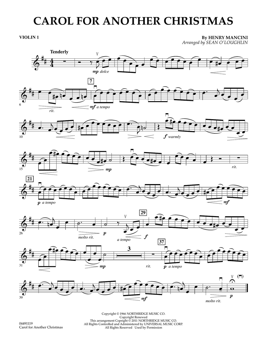 Carol For Another Christmas - Violin 1 Orchestra scores gallery preview page 1