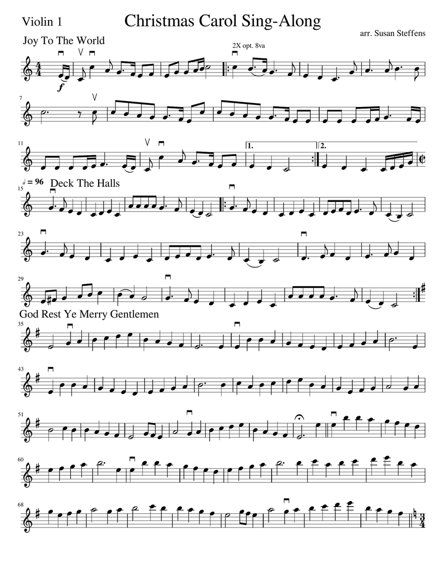 Christmas Carol Sing-Along with Lyric Sheets String Quartet scores gallery preview page 4