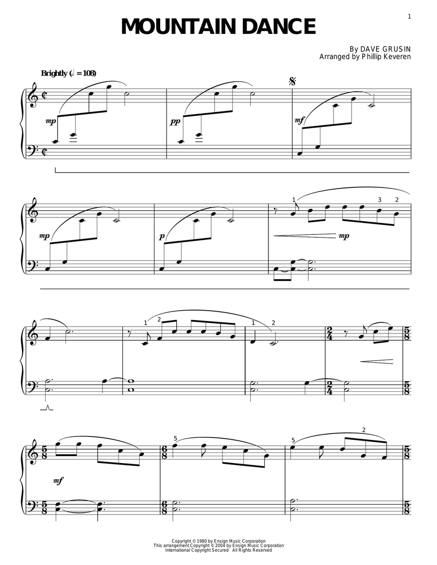 Mountain Dance (arr. Phillip Keveren) Piano Solo scores gallery preview page 1