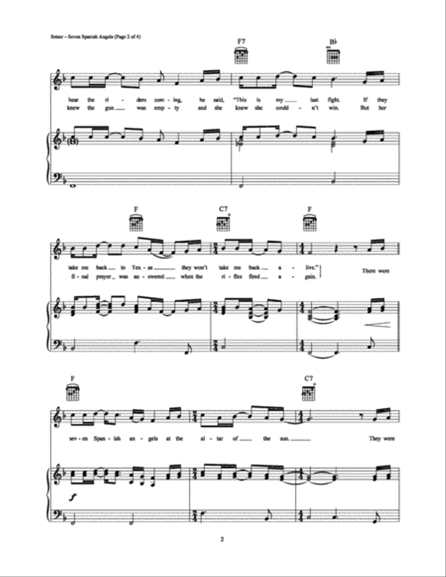 Seven Spanish Angels Seven Spanish Angels Piano, Vocal, Guitar scores gallery preview page 2