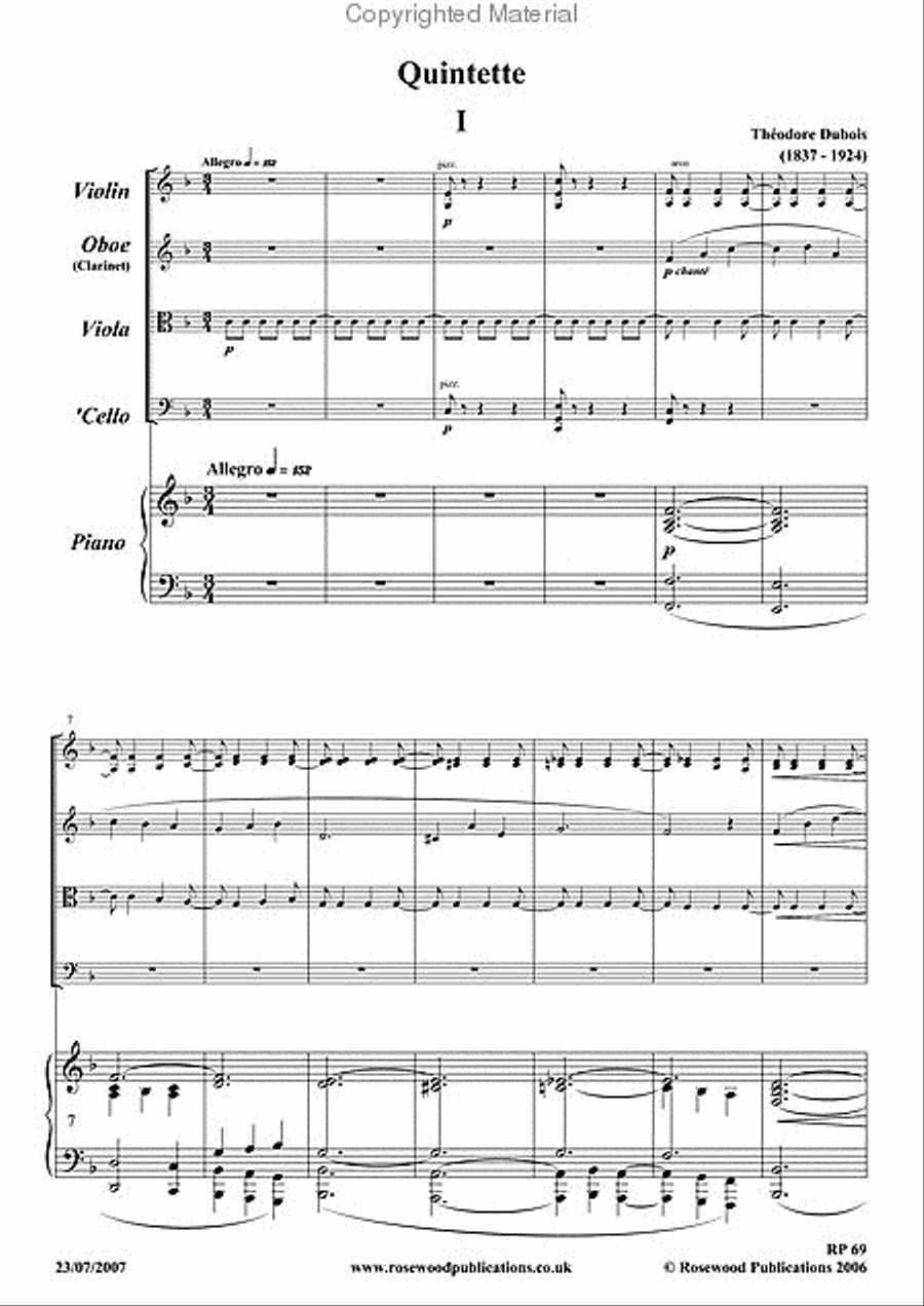 Quintet in F Clarinet scores gallery preview page 2