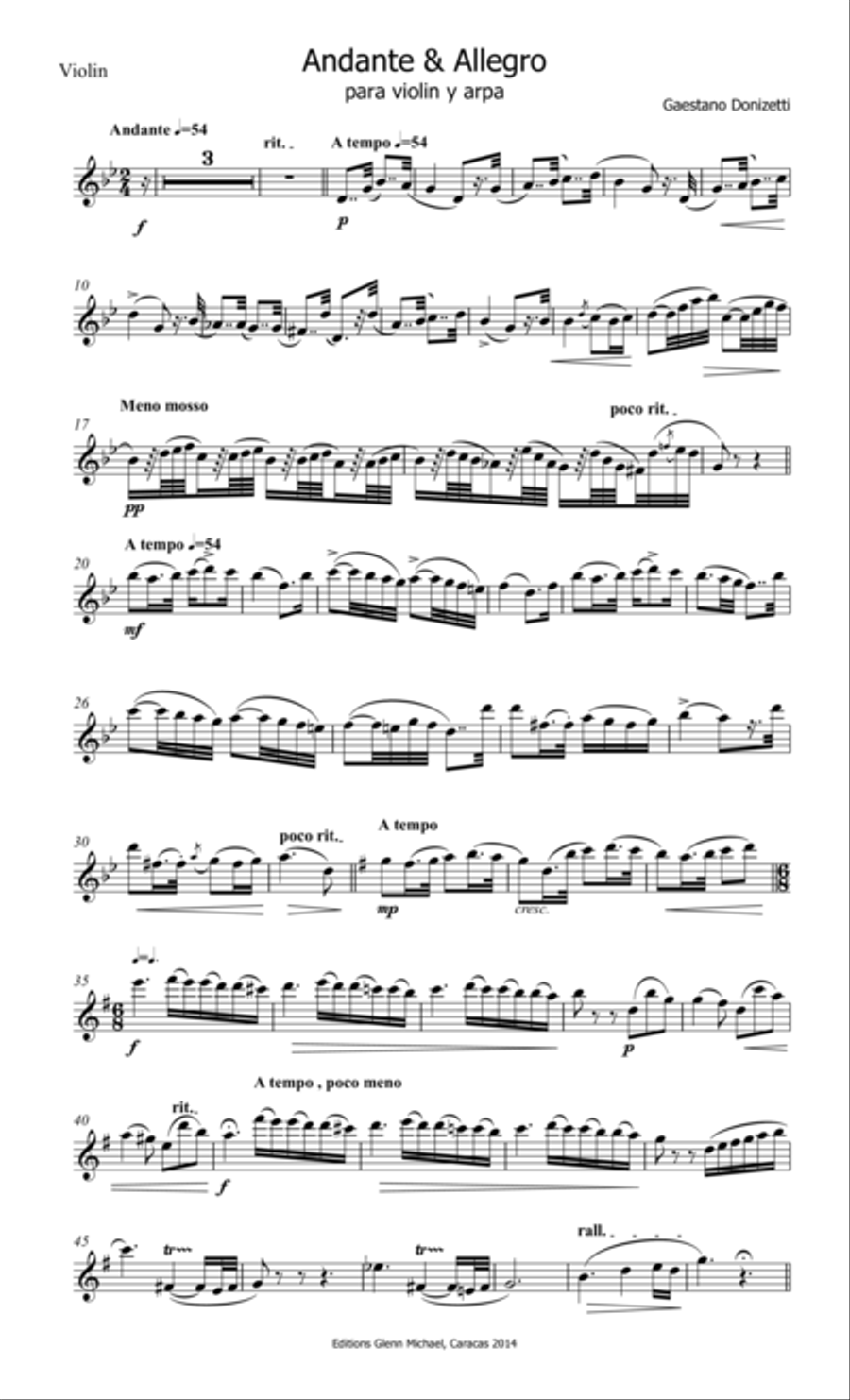 Andante & Allegro for Violin & Harp or Piano String Duet scores gallery preview page 2