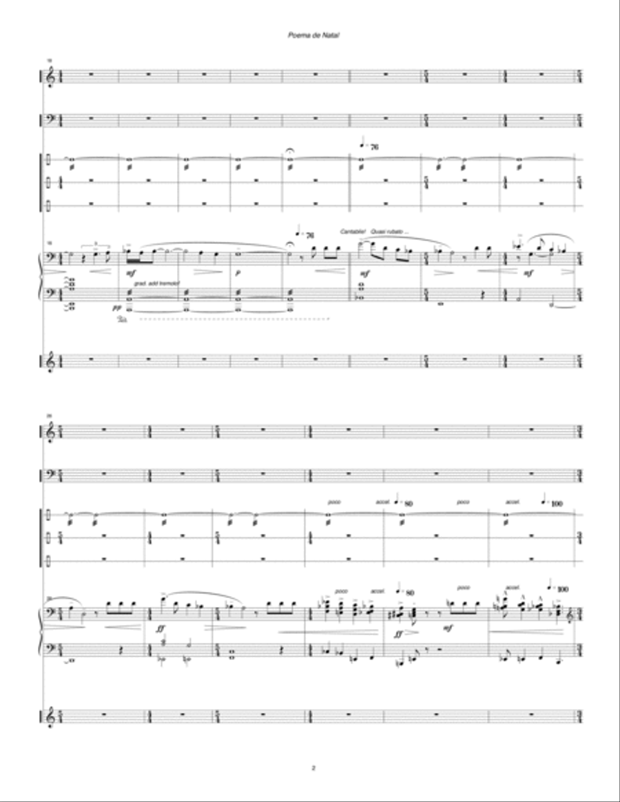 Poema de Natal (1996) for mezzo-soprano, clarinet, trombone, piano and percussion Small Ensemble scores gallery preview page 4