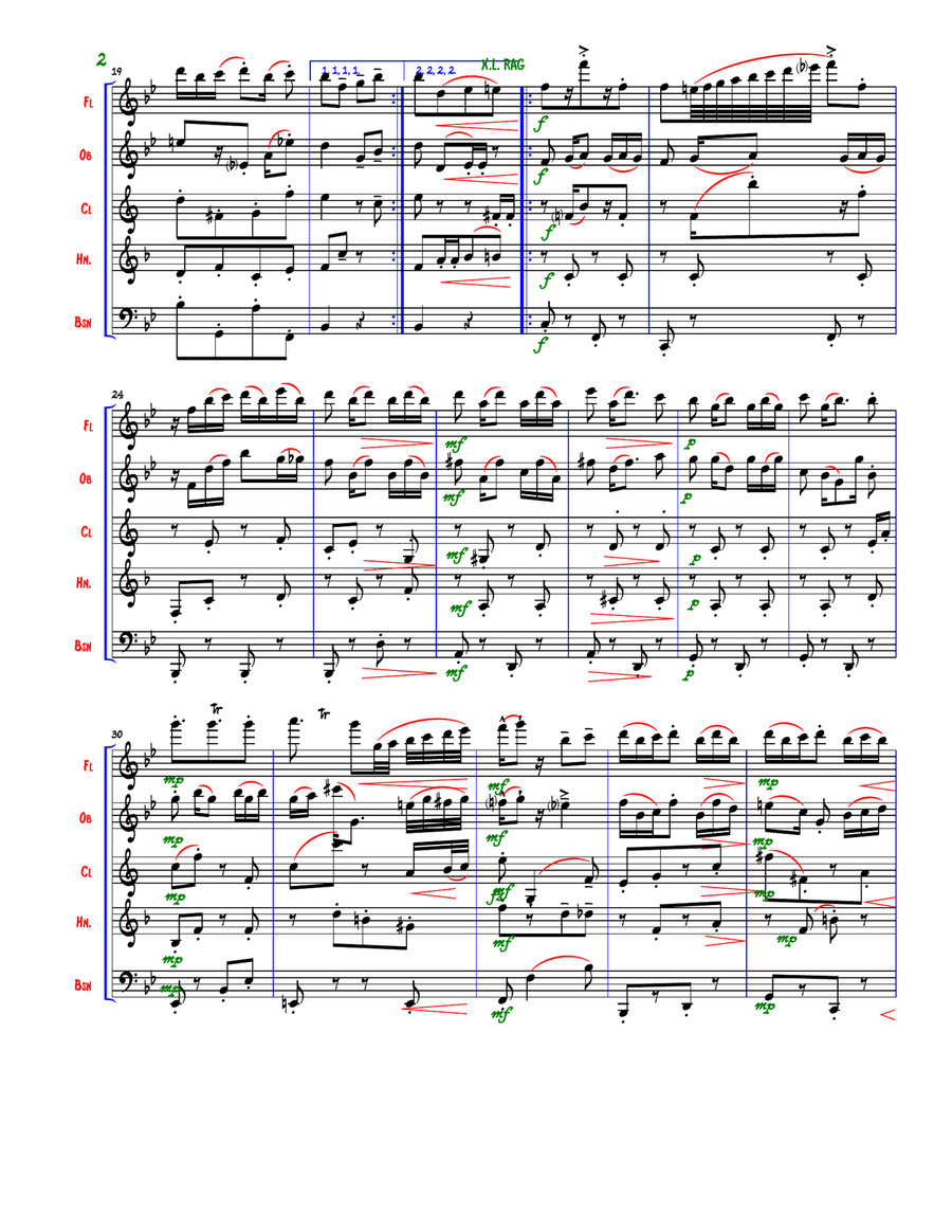 X.L. Rag (XL Rag) Woodwind Quintet scores gallery preview page 2