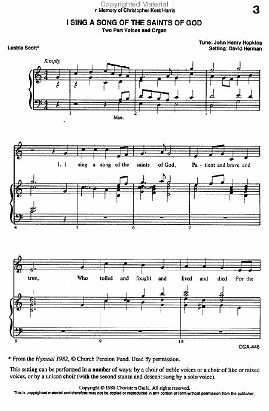 I Sing a Song of the Saints of God SSA scores gallery preview page 2