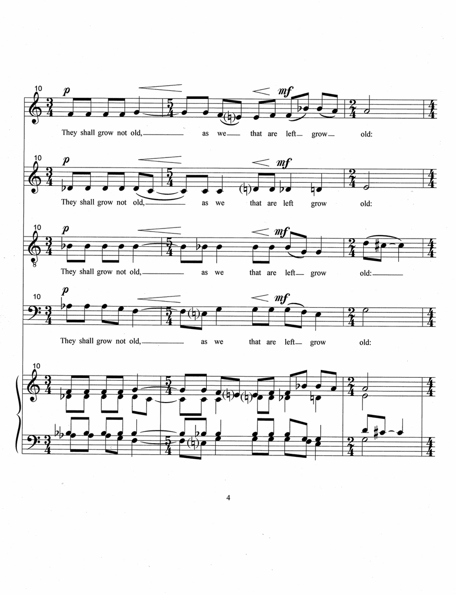Ode to Remembrance (2018) 4-Part scores gallery preview page 6