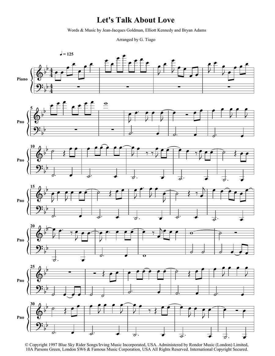 Let's Talk About Love Easy Piano scores gallery preview page 1