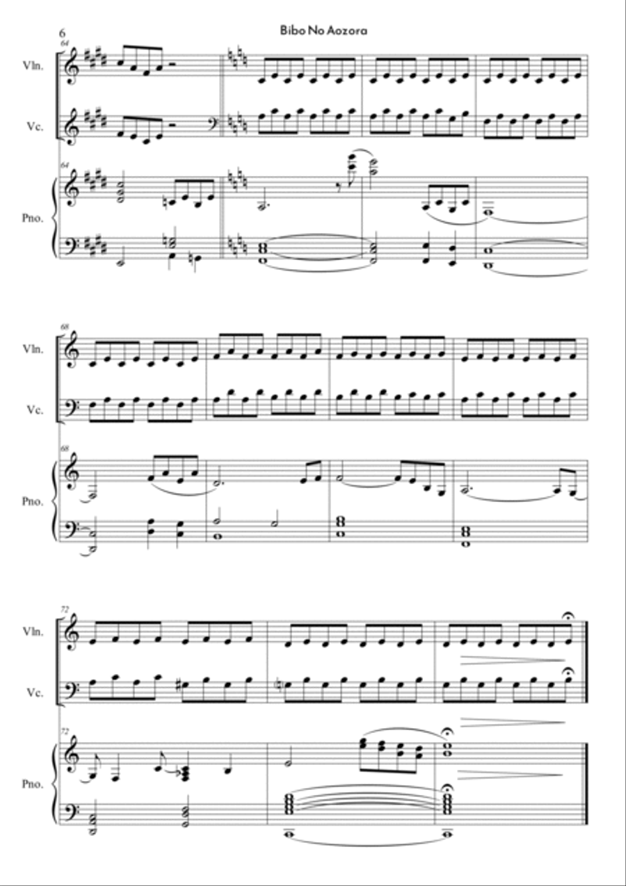 Bibo No Aozora (from Babel) Piano Trio scores gallery preview page 6