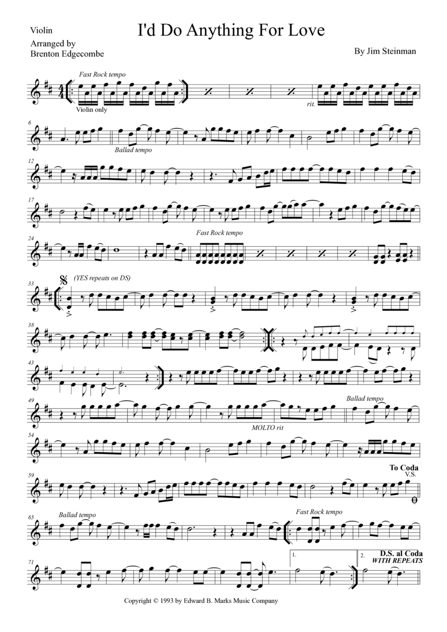I'd Do Anything For Love (but I Won't Do That) String Duet scores gallery preview page 1