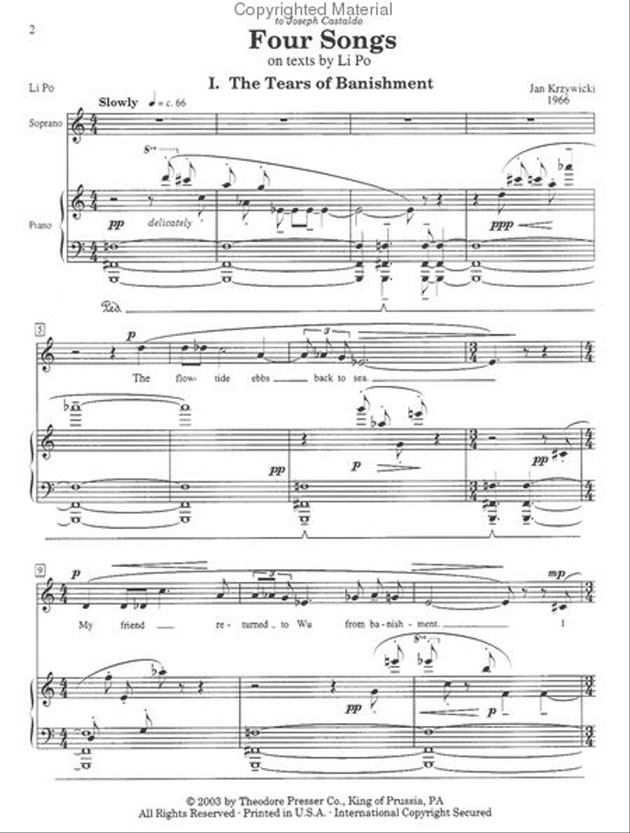 Four Songs on texts by Li Po Chamber Music scores gallery preview page 2