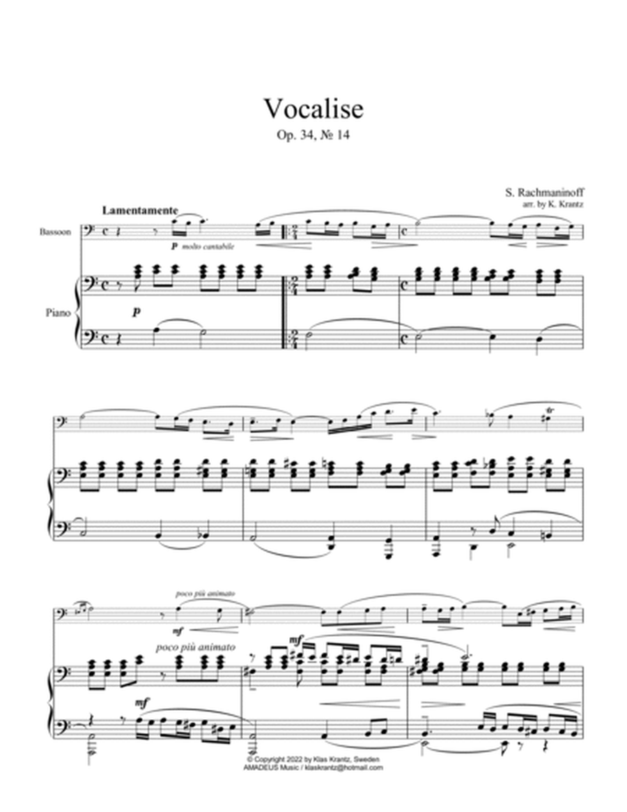 Vocalise Op. 34 for bassoon and piano (A Minor) image number null