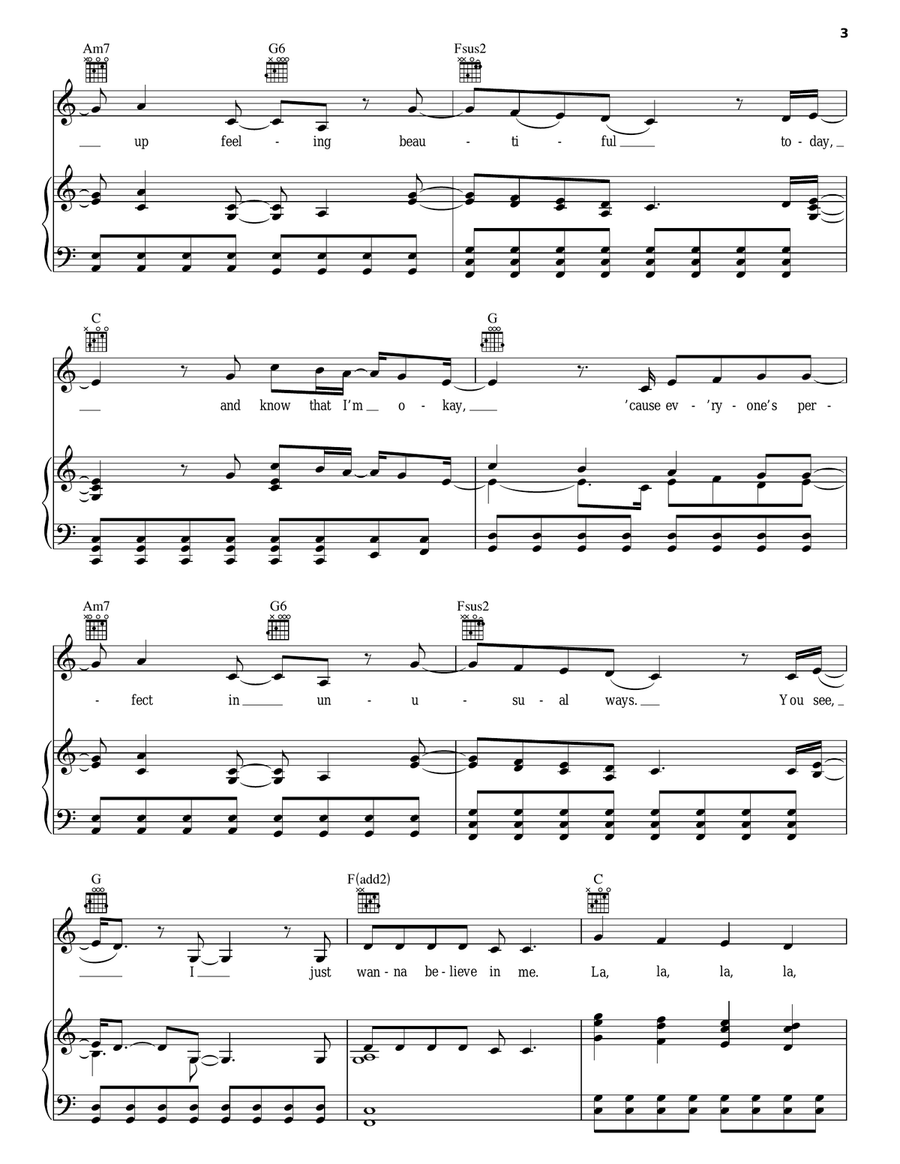 Believe In Me Piano, Vocal, Guitar scores gallery preview page 3
