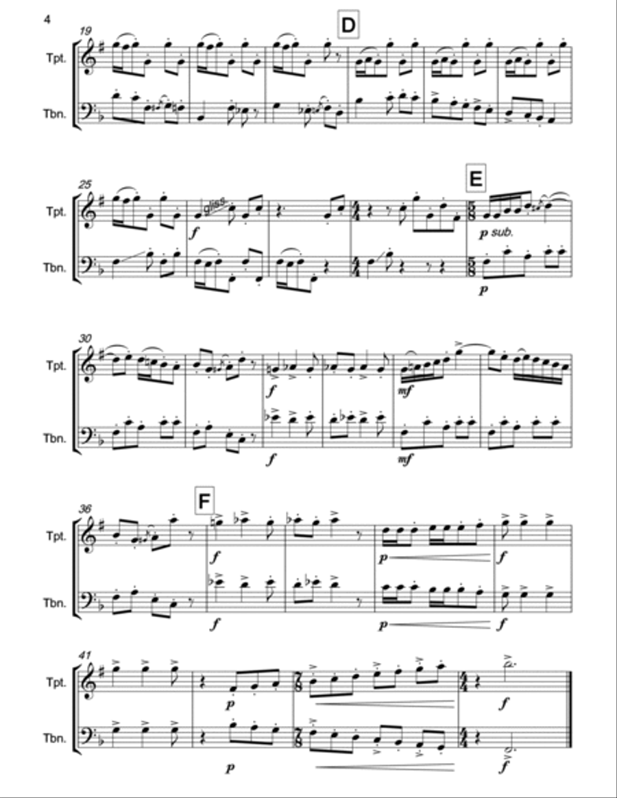IAN BUTTERWORTH Fanfare & Scherzino for trumpet & trombone Brass Duet scores gallery preview page 4