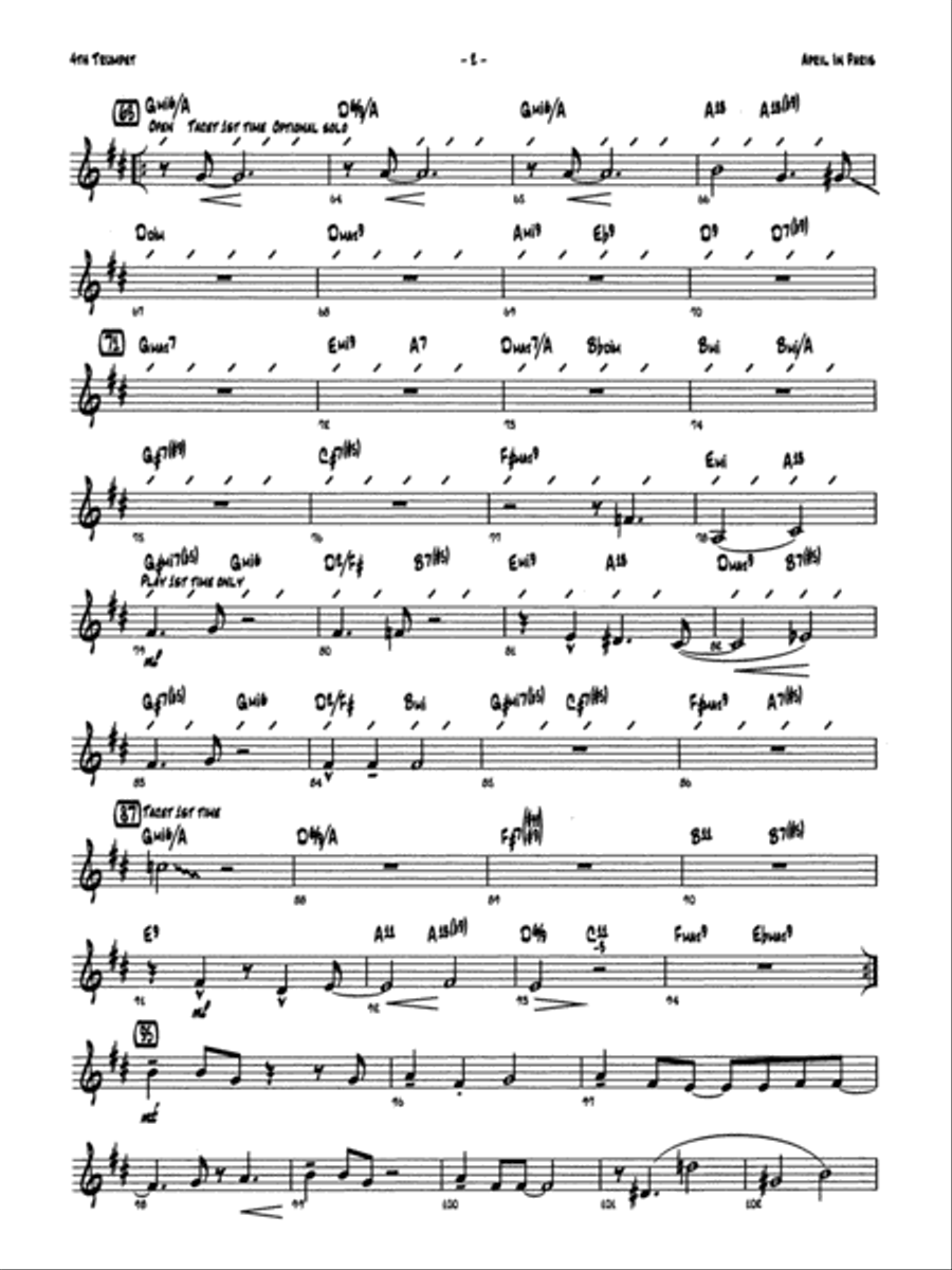 April in Paris: 4th B-flat Trumpet Jazz Ensemble scores gallery preview page 2