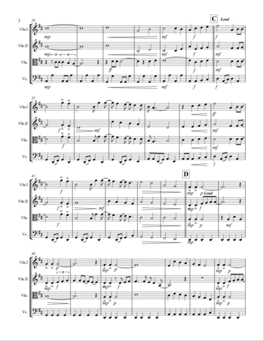 Sweet Caroline String Quartet scores gallery preview page 3