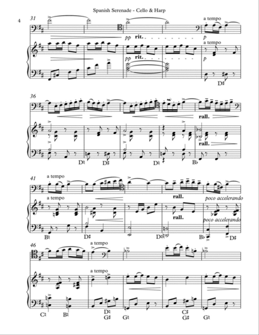 Spanish Serenade, Op. 54, No 1, Duet for Cello & Pedal Harp image number null