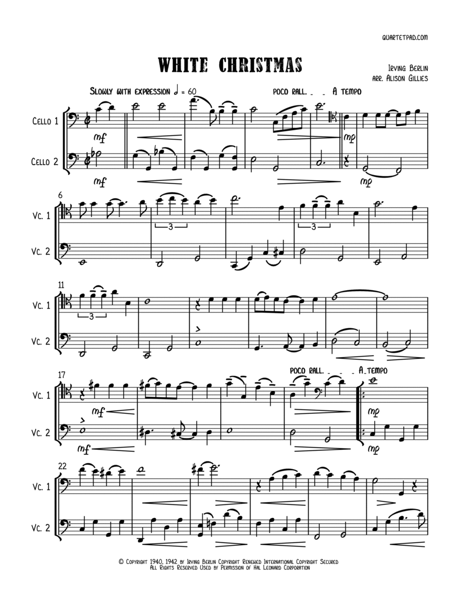 White Christmas String Duet scores gallery preview page 1