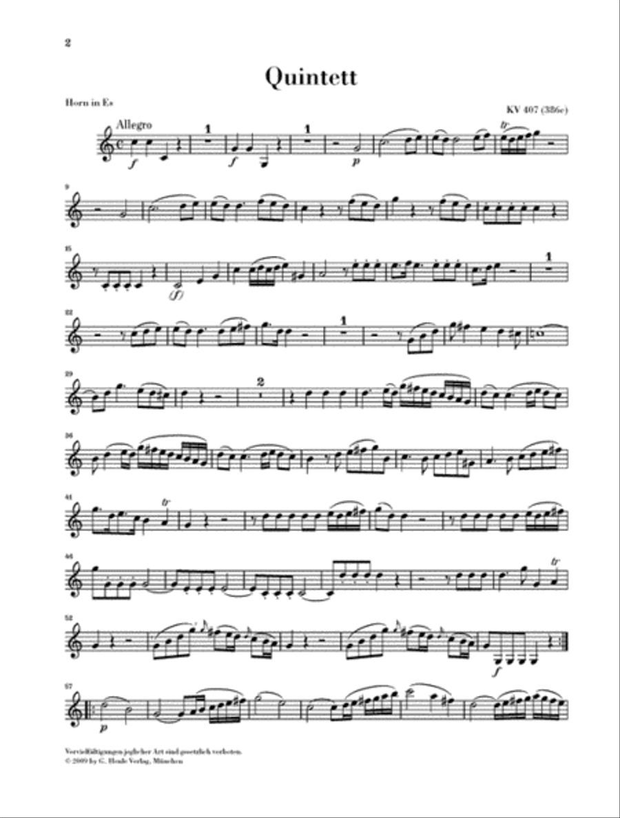 Horn Quintet in E-flat Major K. 407 (386c) Brass Quintet scores gallery preview page 2