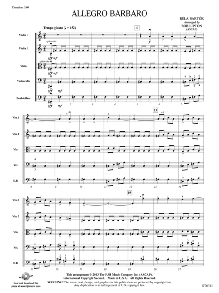 Allegro Barbaro: Score