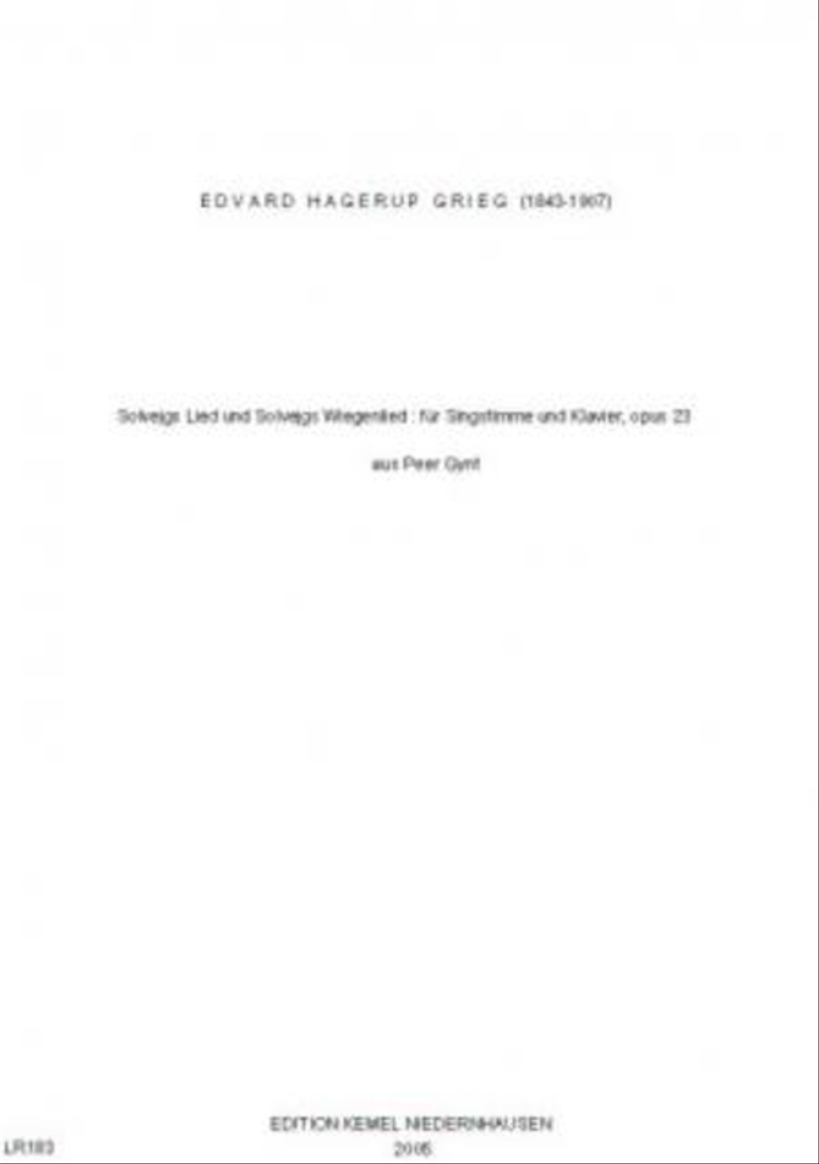 Solvejgs Lied ; und Solvejgs Wiegenlied Voice Solo scores gallery preview page 1