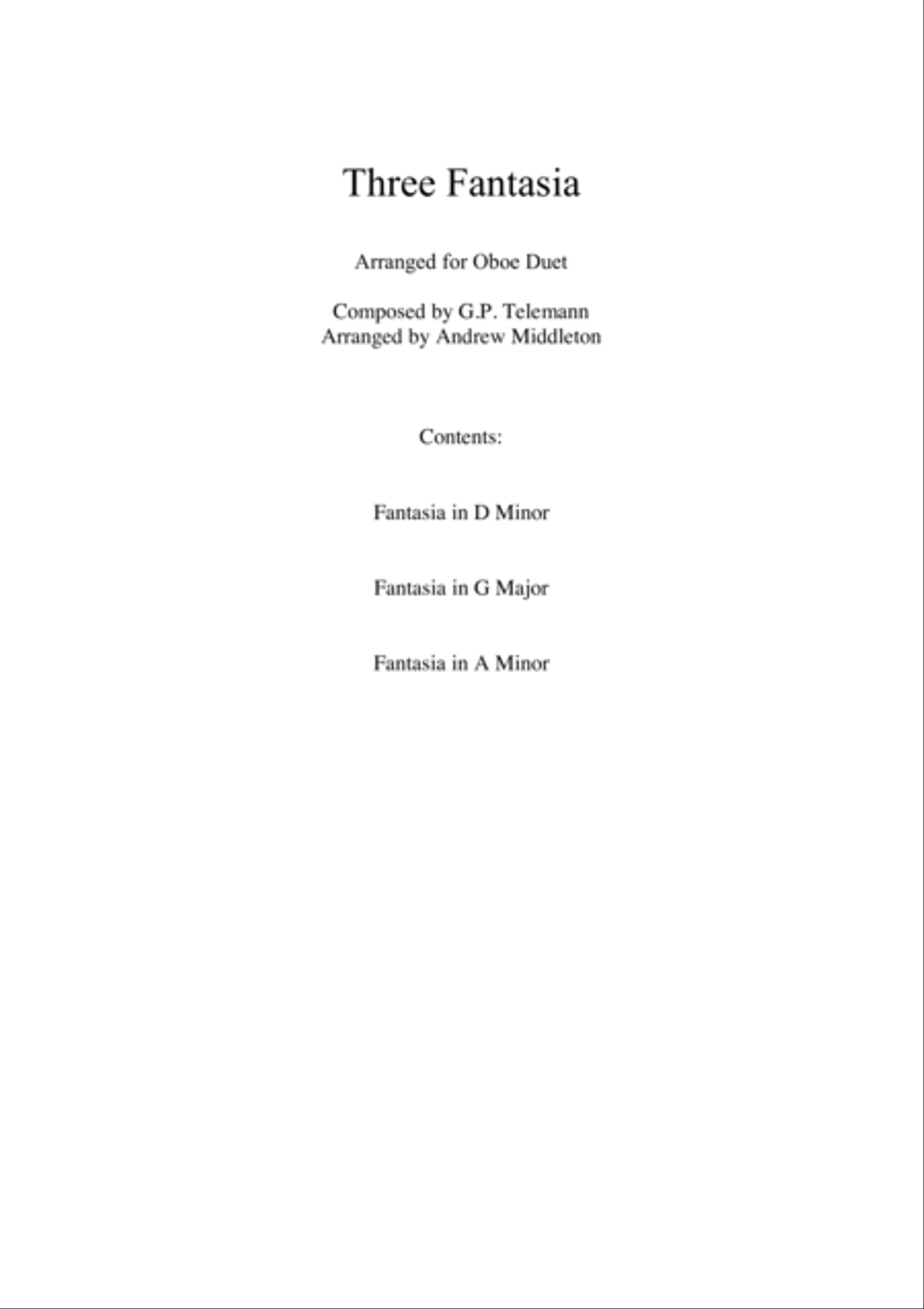 Three Fantasias arranged for Oboe Duet Woodwind Duet scores gallery preview page 2