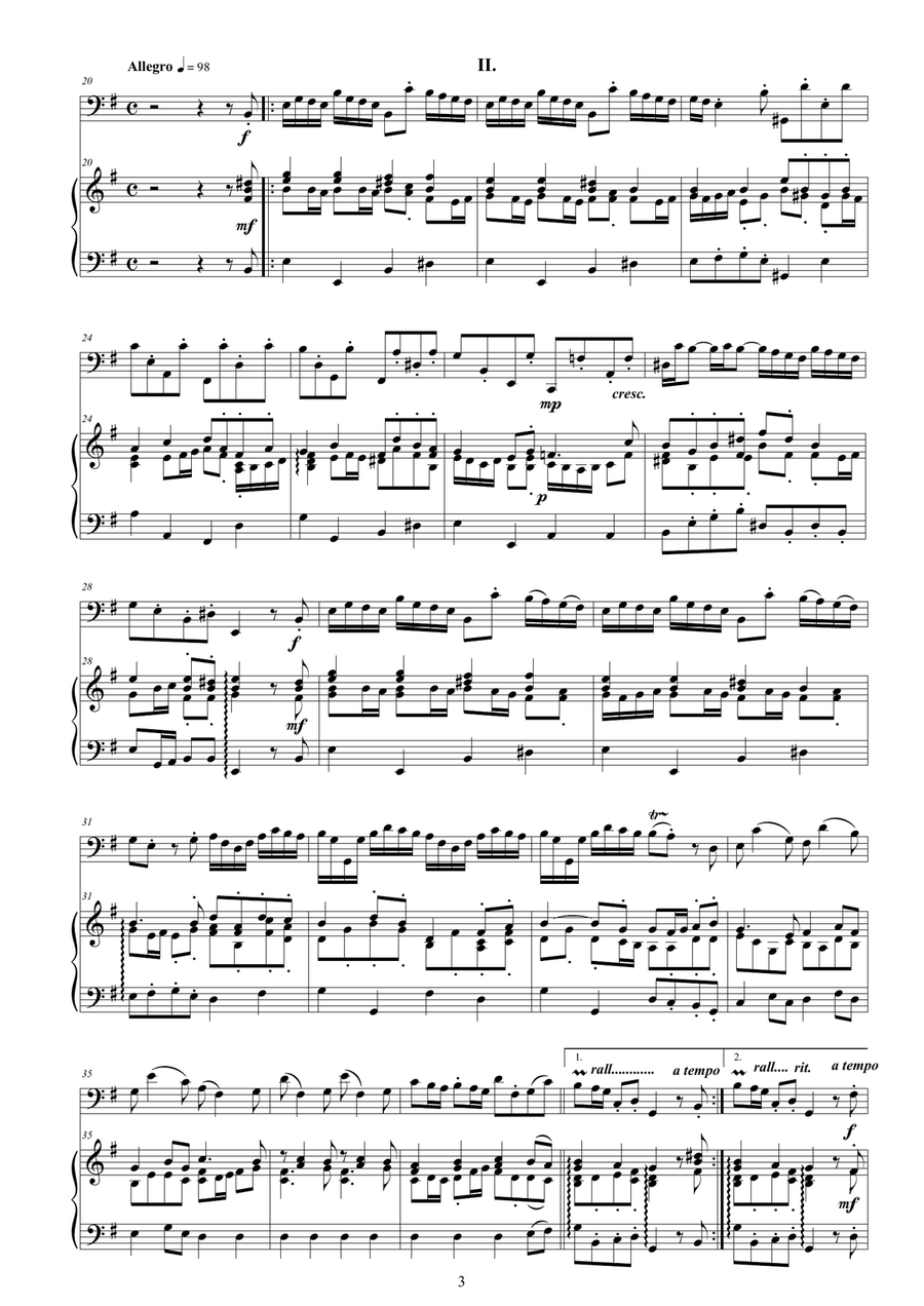 Vivaldi - Cello Sonata No.5 in E minor Op.14 RV 40 for Cello and Cembalo (or Piano) String Duet scores gallery preview page 3