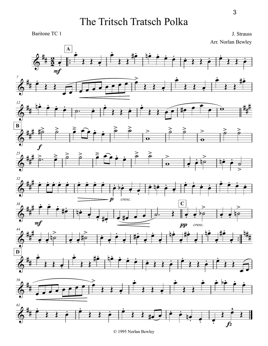 Octubafest Baritone 1 Treble Clef Part Book - Tuba/Euphonium Quartet Baritone Horn TC scores gallery preview page 5