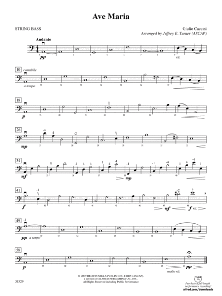 Ave Maria: String Bass String Orchestra scores gallery preview page 1