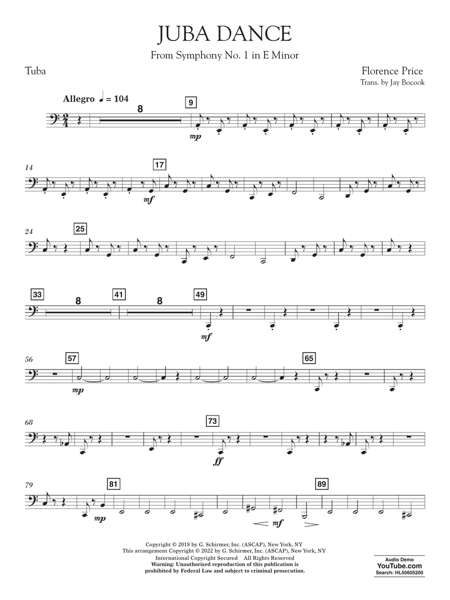 Juba Dance (from Symphony No. 1) - Tuba Concert Band scores gallery preview page 1