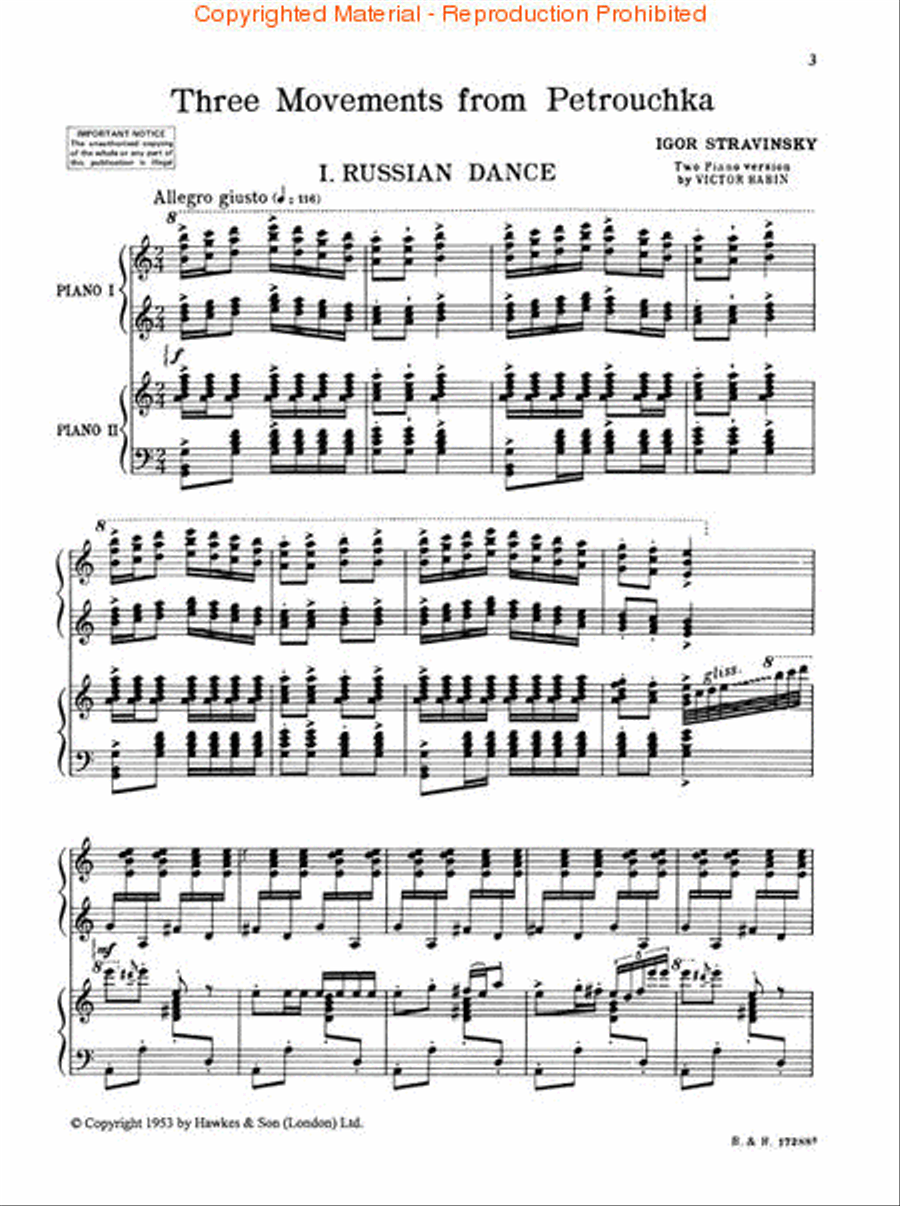 Three Movements from Pétrouchka Piano Solo scores gallery preview page 2