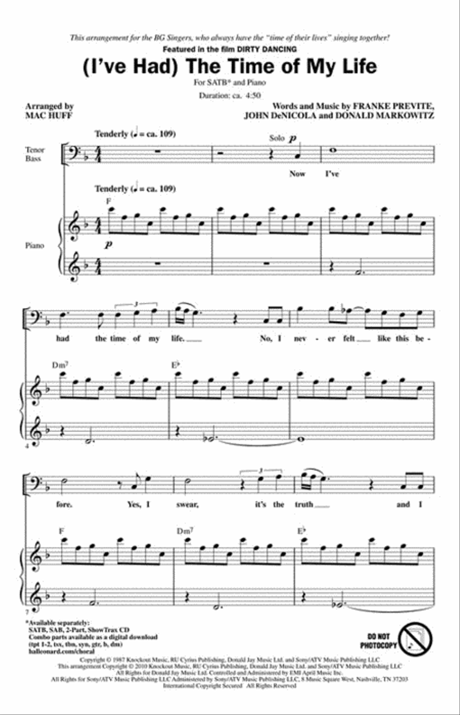(I've Had) The Time of My Life (from Dirty Dancing) Choir scores gallery preview page 2