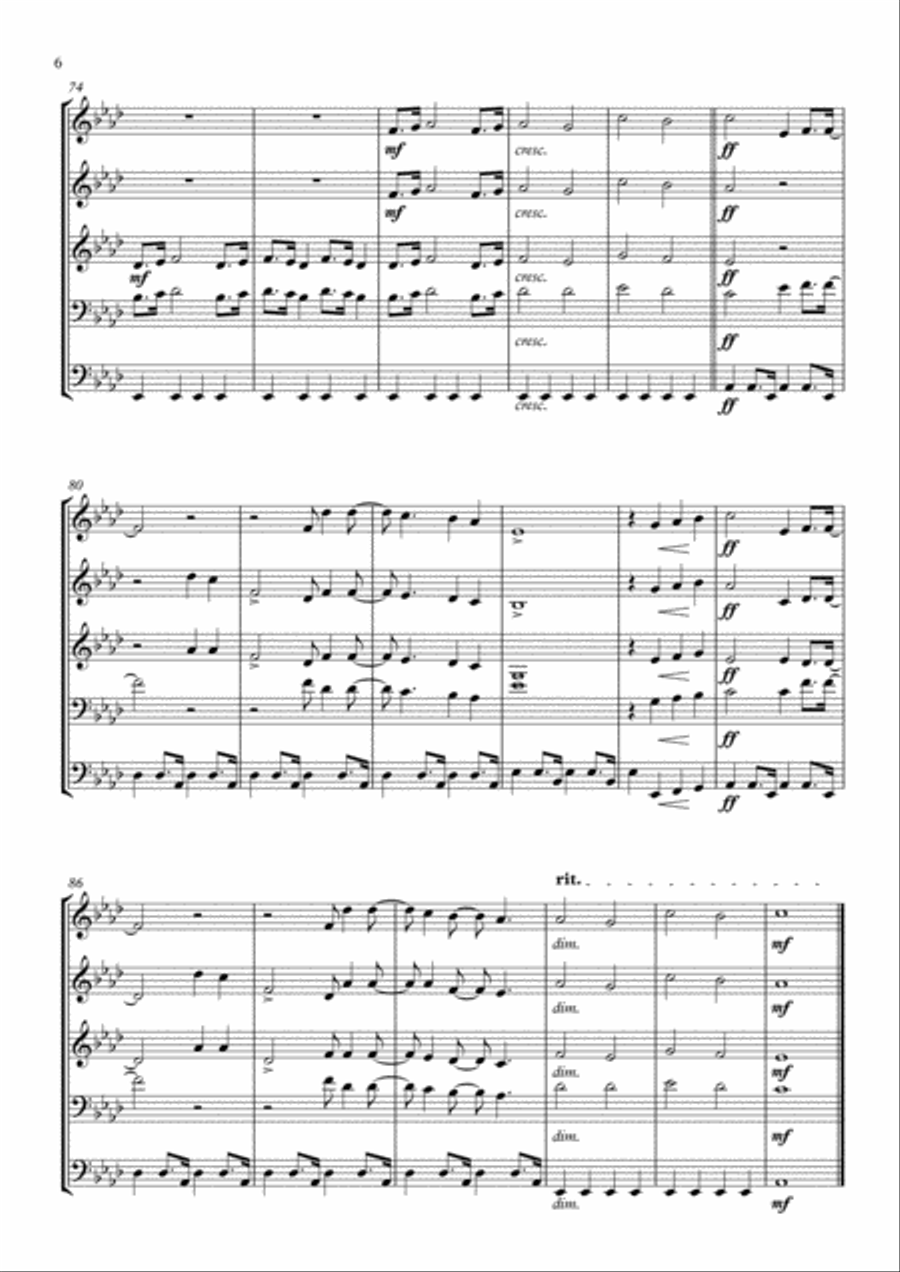 Sweet Caroline Sweet Caroline Brass Quintet scores gallery preview page 6