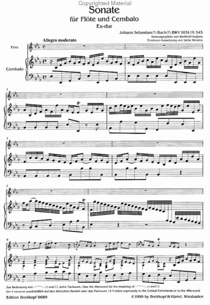 Sonata in E flat major BWV 1031 / H. 545
