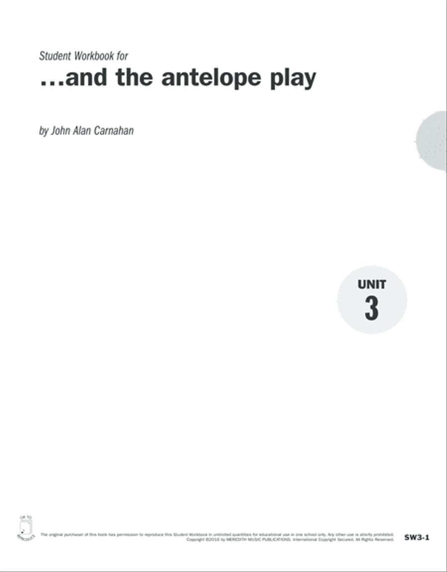 Guides to Band Masterworks, Vol. 6 - Student Workbook - and the antelope play Activity Books scores gallery preview page 1