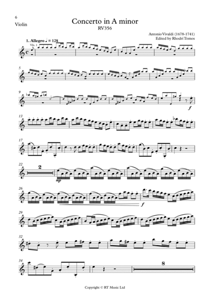 Vivaldi RV356 Concerto in A minor - solo violin & trumpet parts