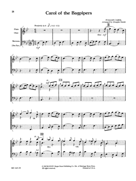 Christmas Folio for Four-Plus Woodwinds - Flute/Oboe