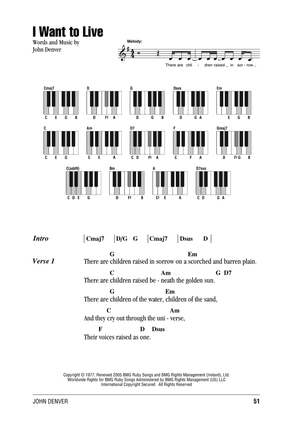 I Want To Live I Want To Live Piano scores gallery preview page 1