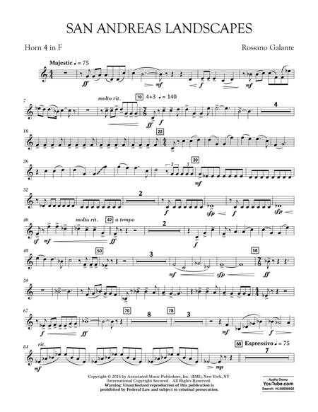 San Andreas Landscapes - F Horn 4 by Rossano Galante Horn - Digital Sheet Music