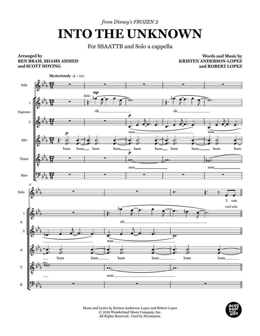 Into The Unknown (from Frozen 2) Choir scores gallery preview page 1