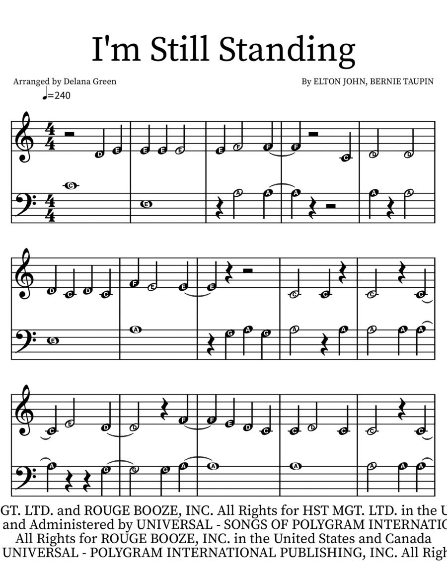 I'm Still Standing Easy Piano scores gallery preview page 1