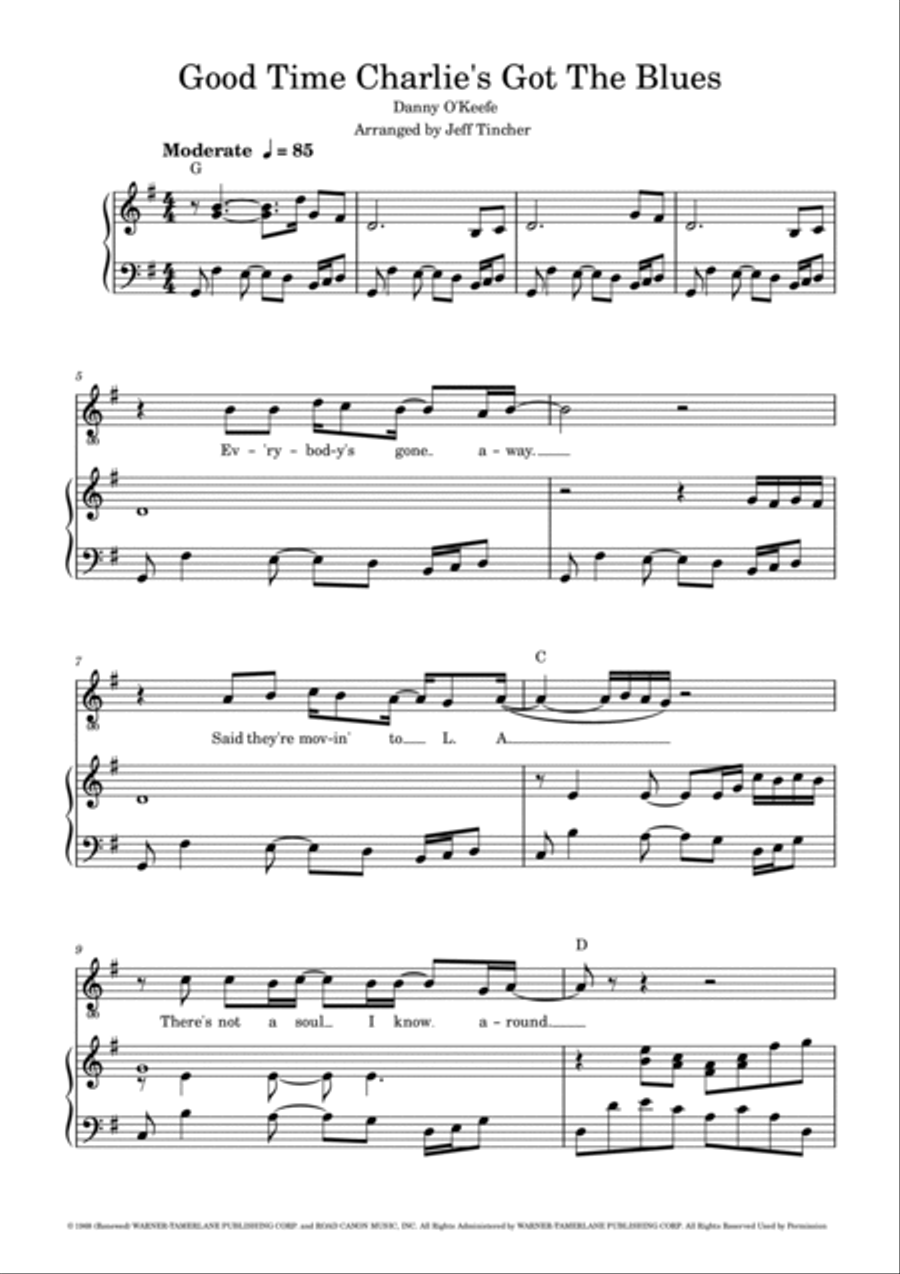 Good Time Charlie's Got The Blues Piano, Vocal, Guitar scores gallery preview page 2
