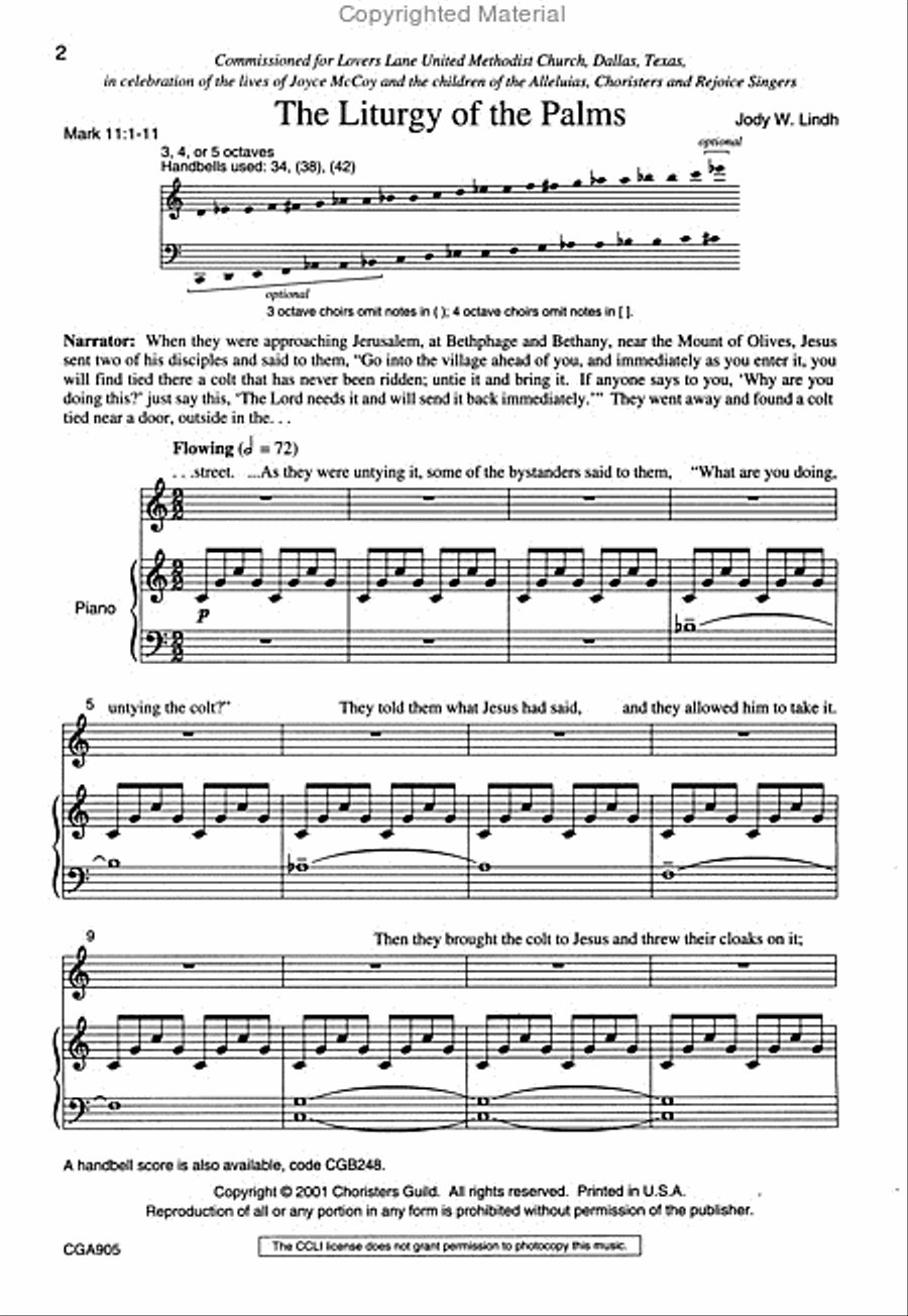 The Liturgy of the Palms (Choral Score) Unison Choir scores gallery preview page 2