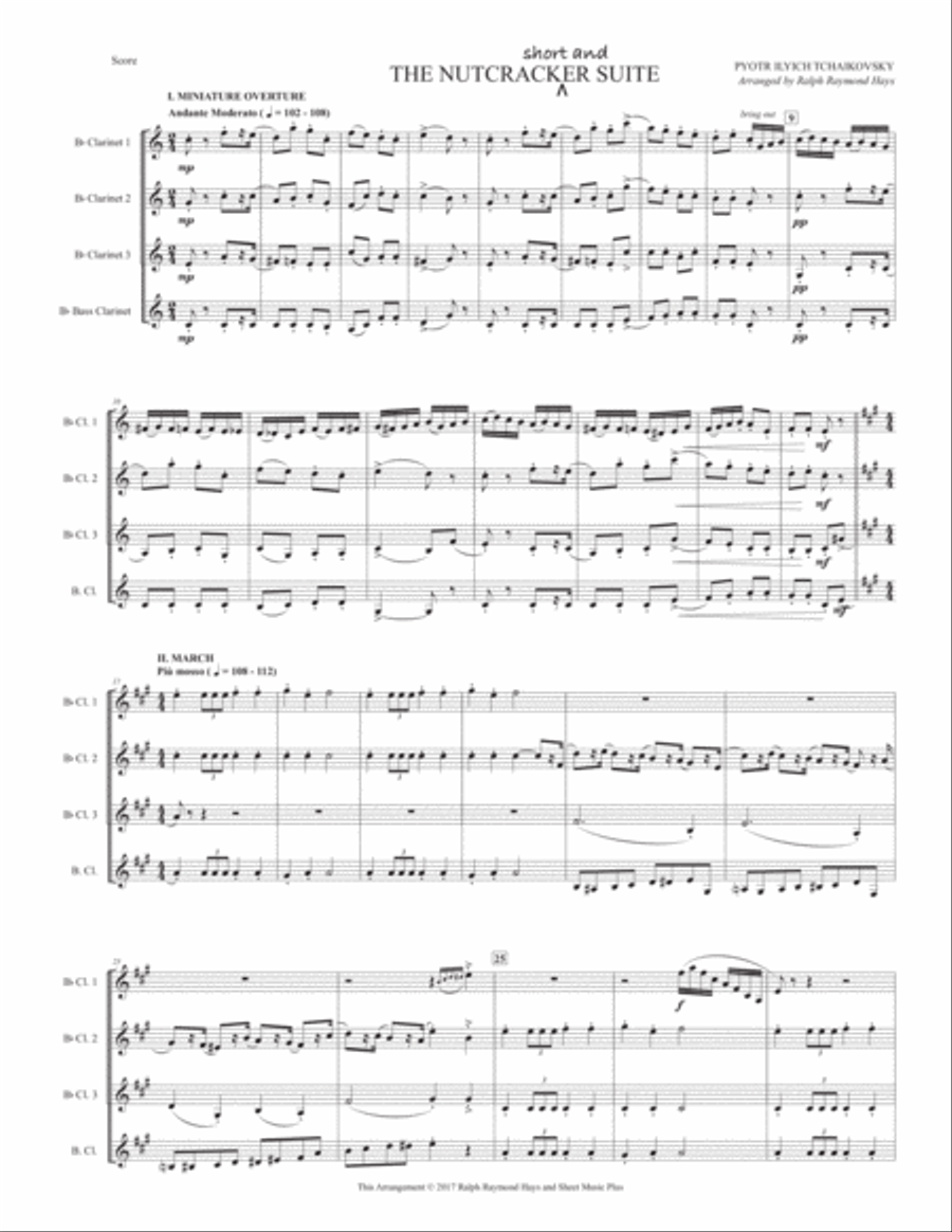 THE NUTCRACKER (short and) SUITE - for clarinet quartet Clarinet Quartet scores gallery preview page 2
